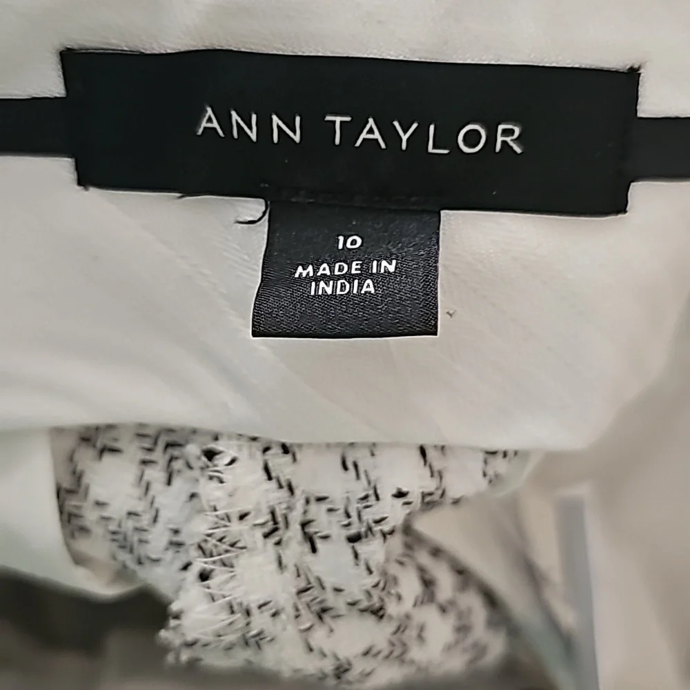Ann Taylor Houndstooth high waist ankle pants sz 10 white black new WP87